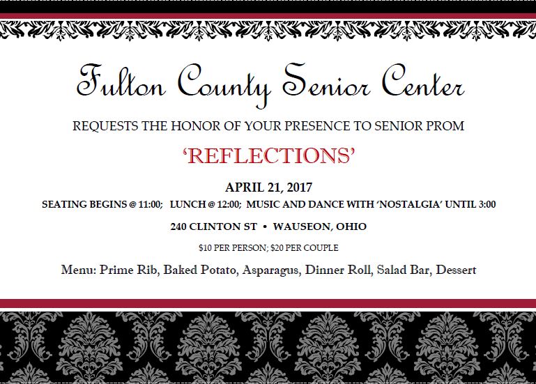 Senior Center Prom invitation